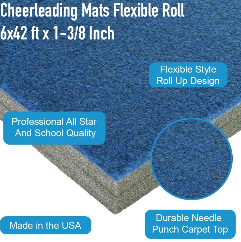 Cheerleading Mats 6x42 ft x 1-3/8 Inch Flexible Roll - Select