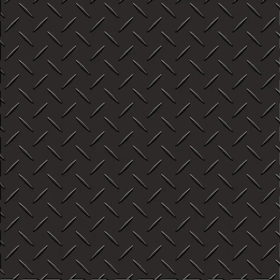 Diamond Plate Garage Tile Black or Dark Gray 8 tiles 5 mm x 20.5x20.5 Inches