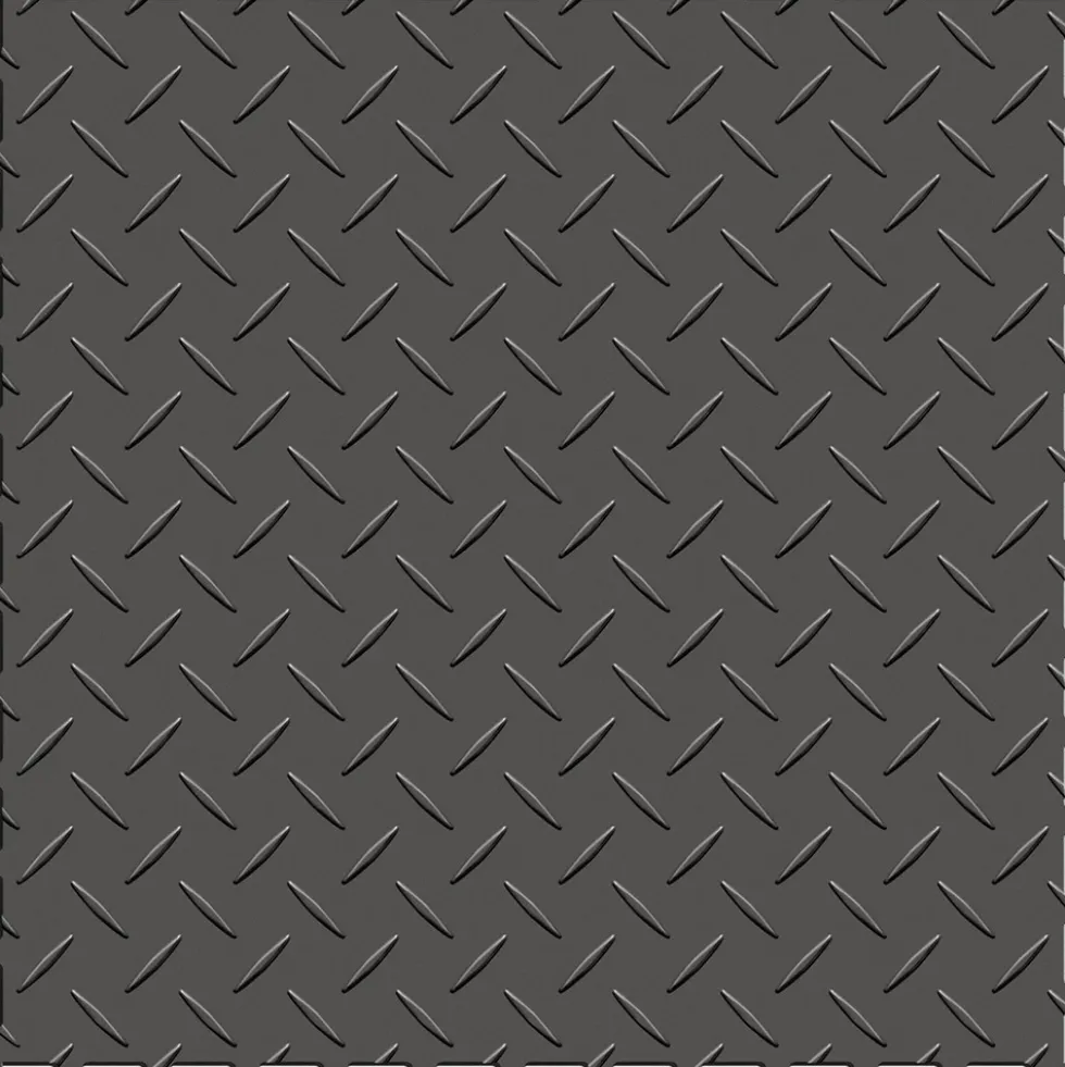 Diamond Plate Garage Tile Black or Dark Gray 8 tiles 5 mm x 20.5x20.5 Inches