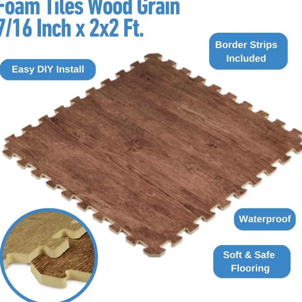 Foam Tiles Wood Grain 7/16 Inch x 2x2 Ft.