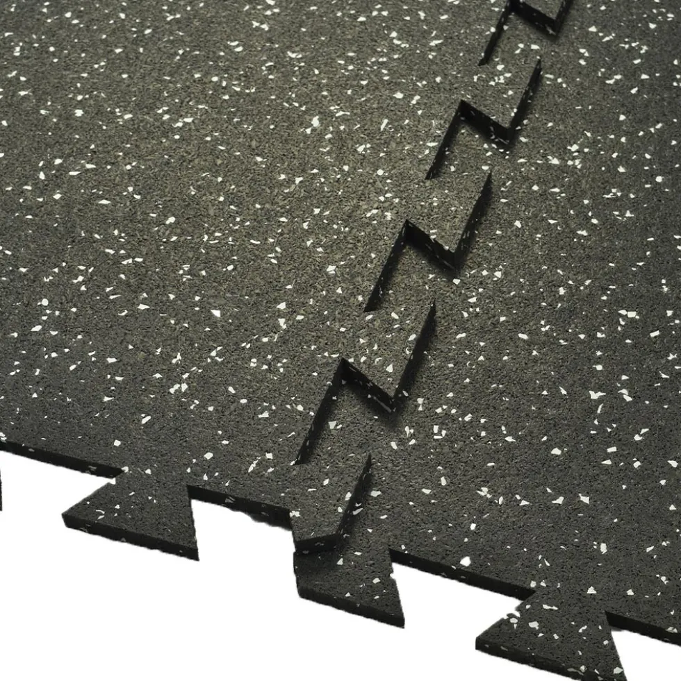 Interlocking Geneva Rubber Tile with Borders 10% Color 3/8 Inch x 35x35 Inch