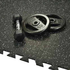 Interlocking Geneva Rubber Tile with Borders 10% Color 3/8 Inch x 35x35 Inch