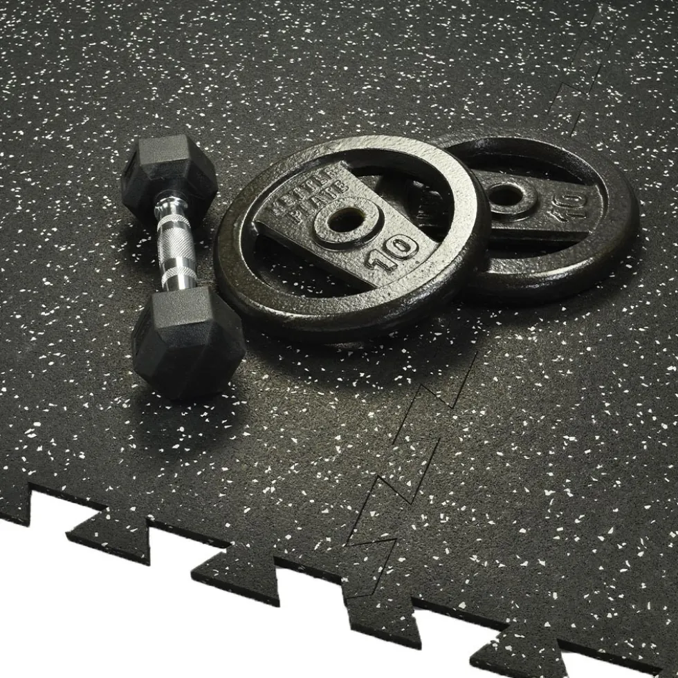 Interlocking Geneva Rubber Tile with Borders 10% Color 3/8 Inch x 35x35 Inch