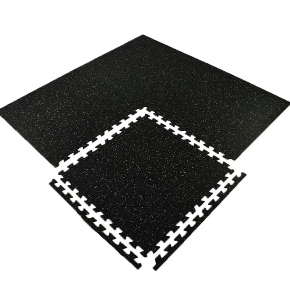 Interlocking Geneva Rubber Tile with Borders 10% Color 3/8 Inch x 35x35 Inch
