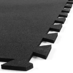 Interlocking Geneva Rubber Tile with Borders Black 3/8 Inch x 35x35 Inch