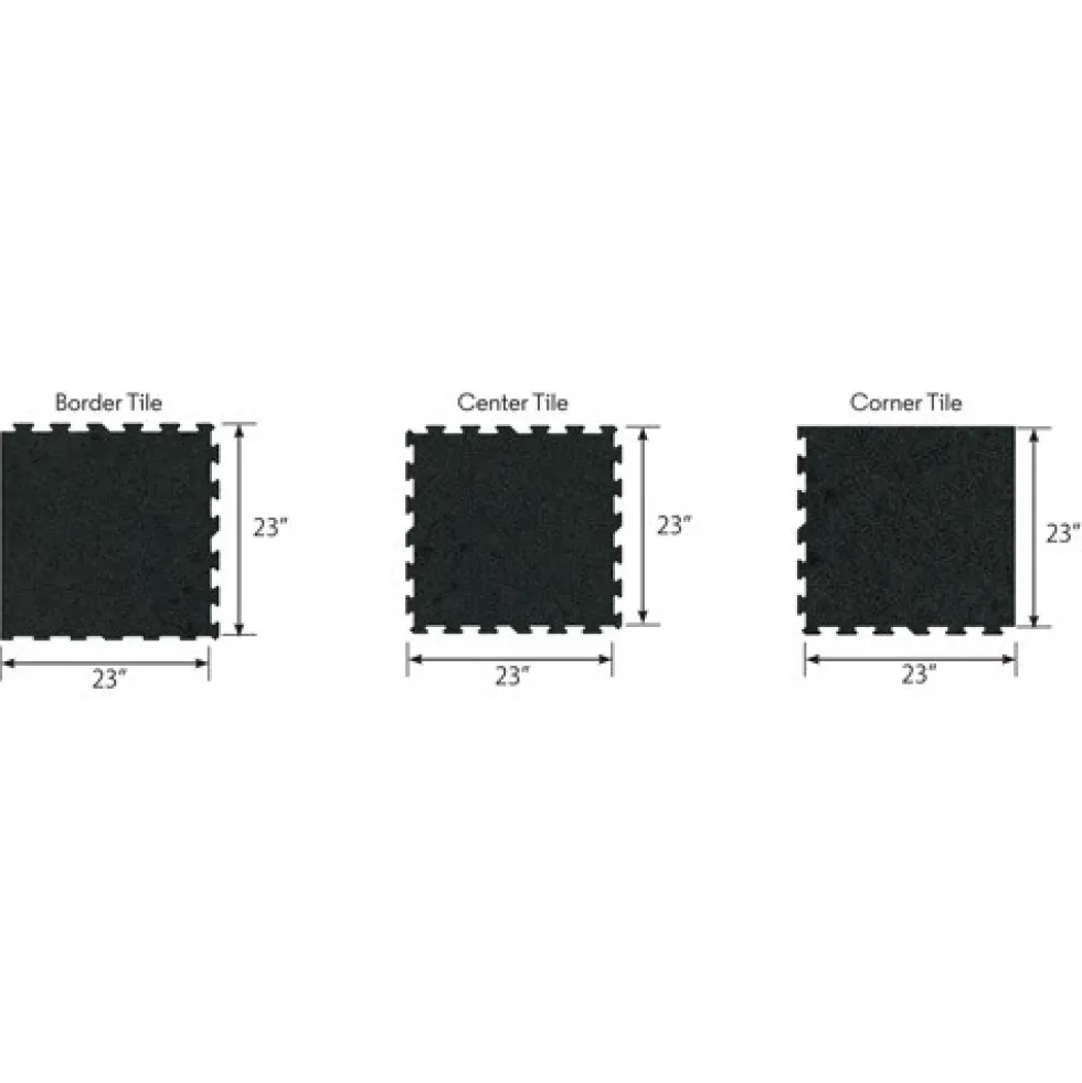 Interlocking Rubber Tile Black 8 mm x 23x23 Inch Eureka