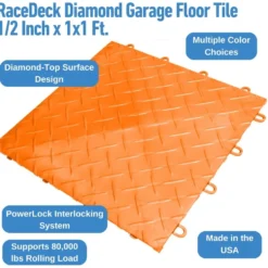 RaceDeck Diamond Garage Floor Tile 1/2 Inch x 1x1 Ft.
