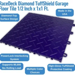 RaceDeck Diamond TuffShield Garage Floor Tile 1/2 Inch x 1x1 Ft.