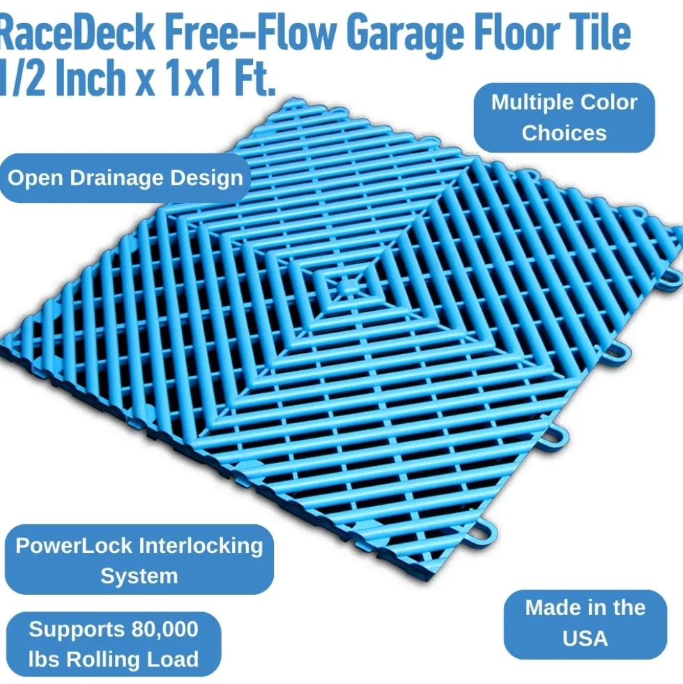 RaceDeck Free-Flow Garage Floor Tile 1/2 Inch x 1x1 Ft.