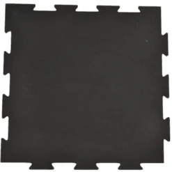 Rubber Tile Interlocking Black 3/8 Inch x 2x2 Ft. Pacific