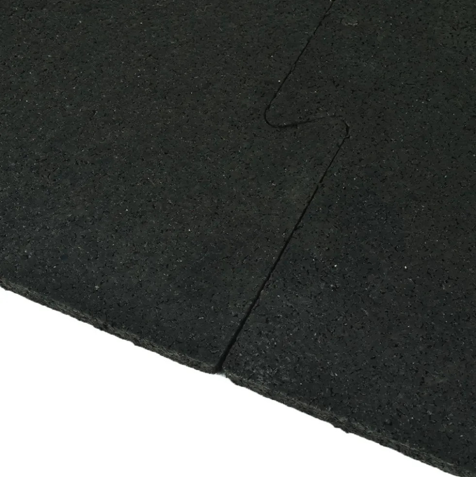 Rubber Tile Interlocking Black 1/2 Inch x 2x2 Ft. Pacific