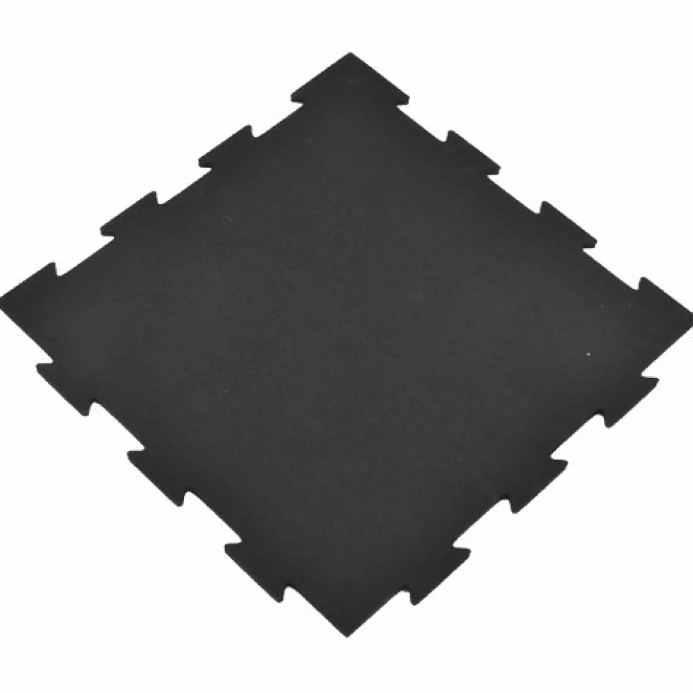 Rubber Tile Interlocking Black 1/4 Inch x 2x2 Ft. Pacific