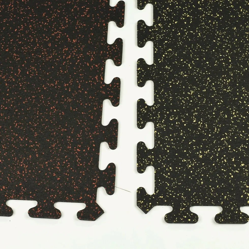Rubber Tile Interlocking Sport 10% Red 3/8 Inch x 2x2 Ft.