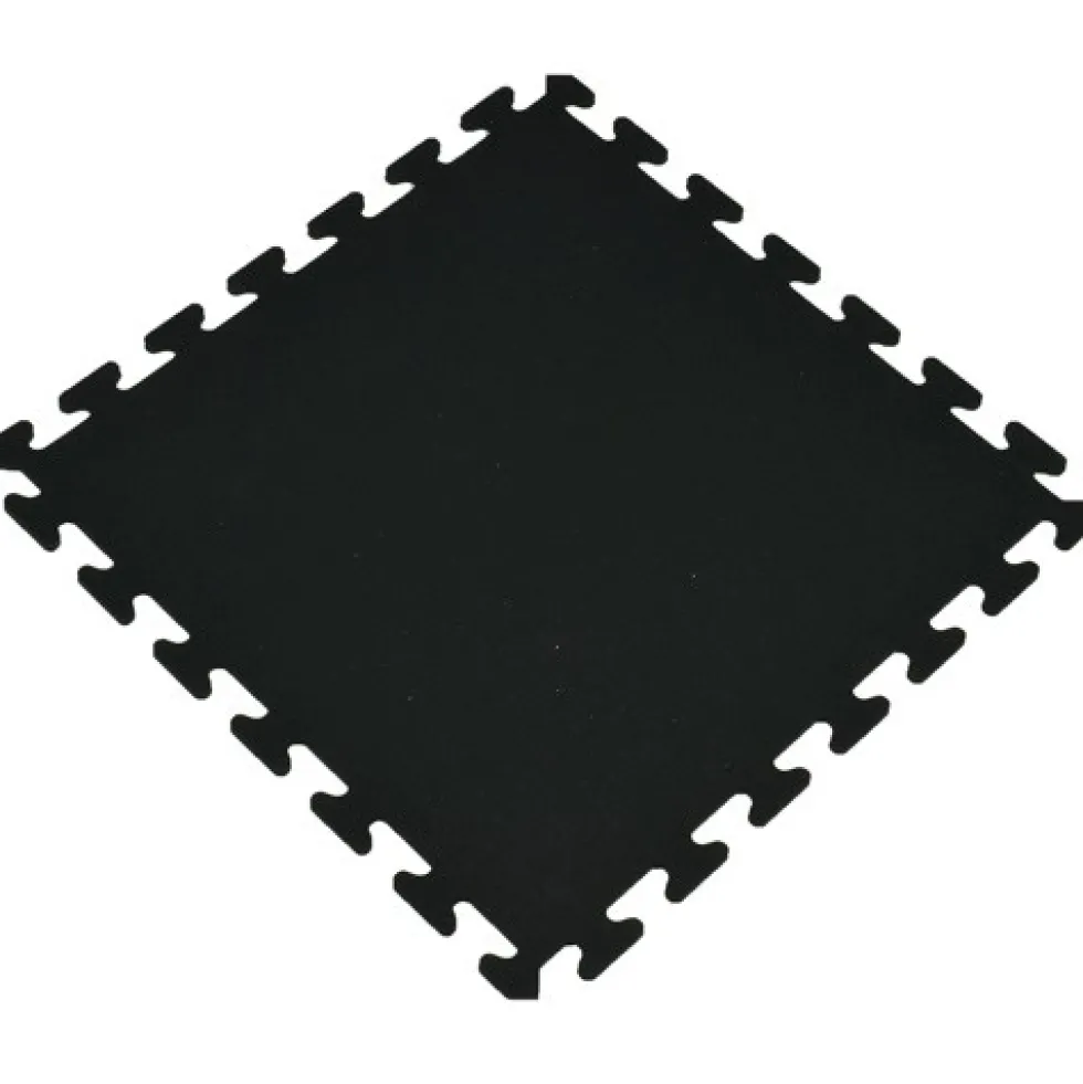 Rubber Tile Interlocking Sport Black 3/8 Inch x 2x2 Ft.