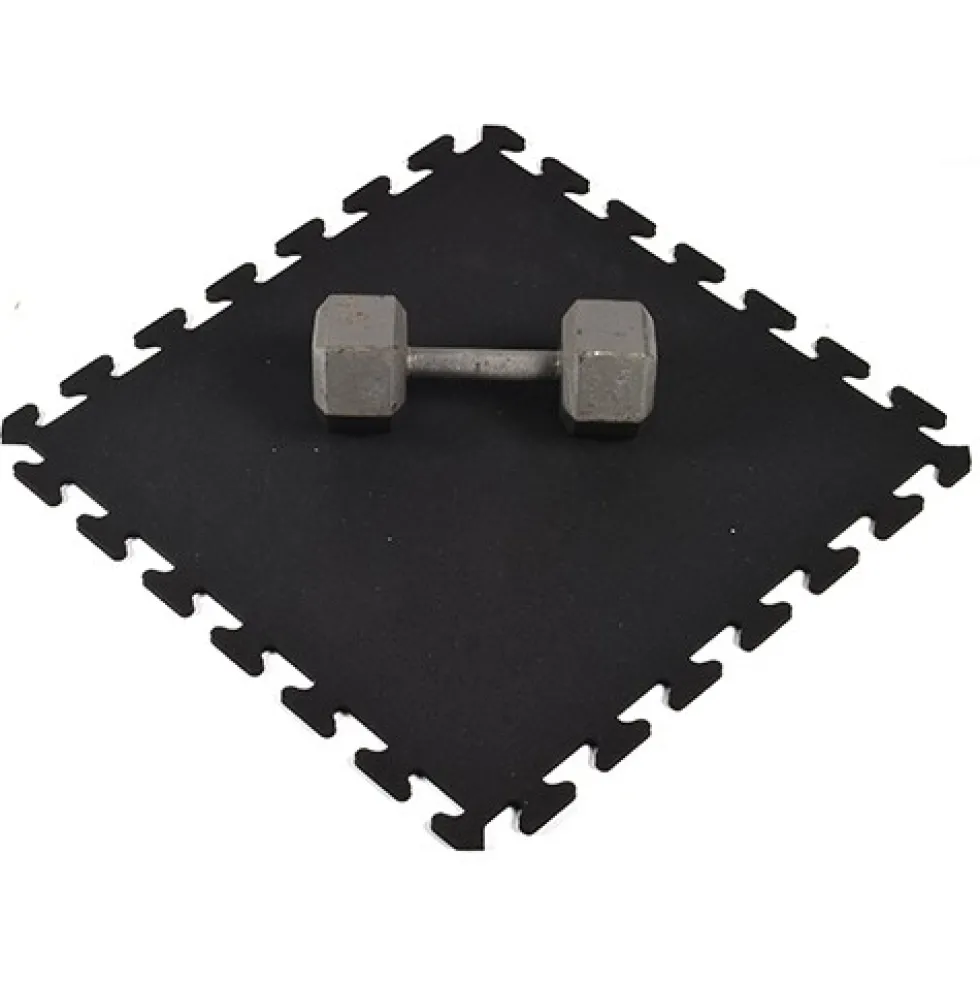 Rubber Tile Interlocking Sport Black 3/8 Inch x 2x2 Ft.