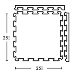 Rubber Tile Interlocks with Borders 10% Color 8mm x 25x25 Inches Pacific