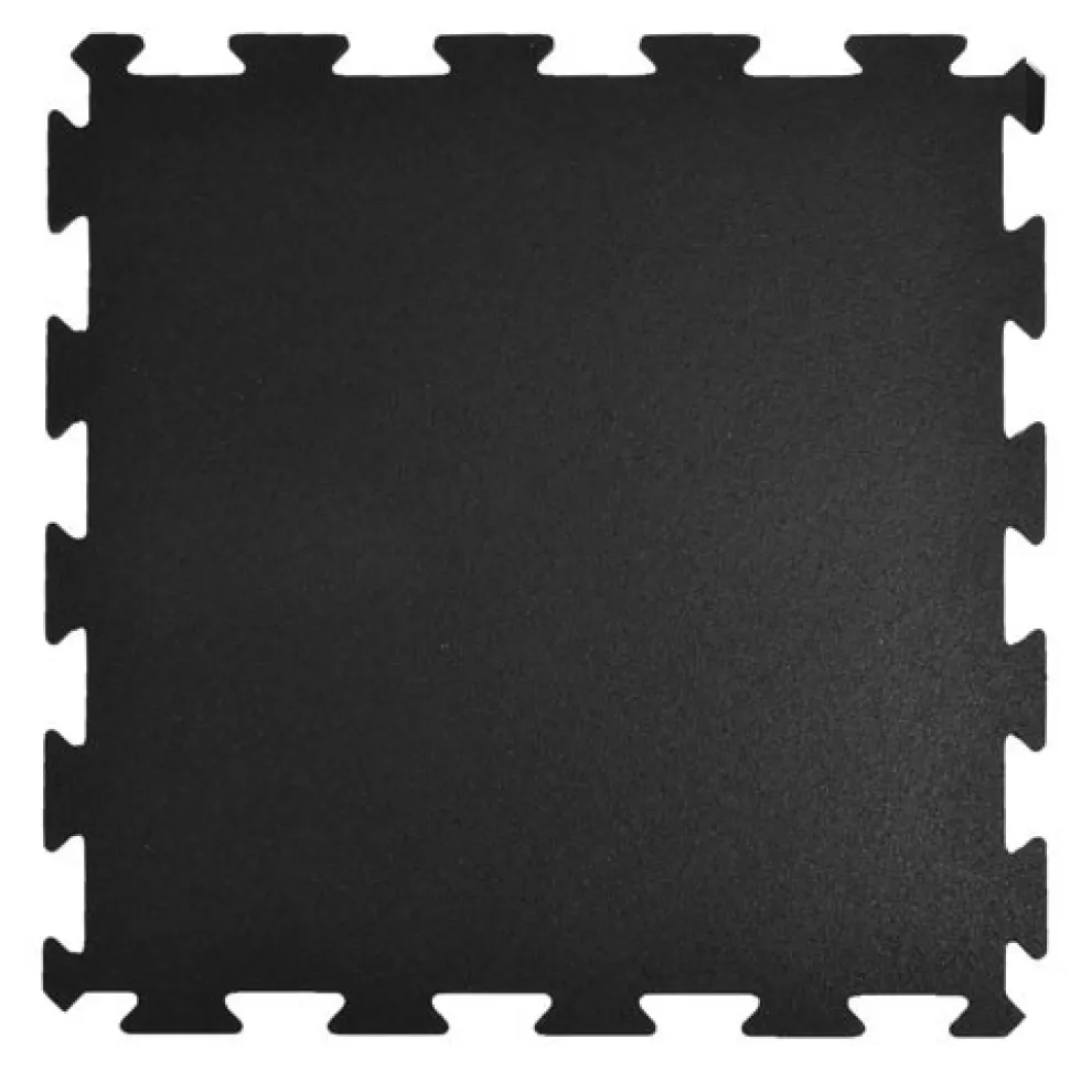 Rubber Tile Interlocks with Borders Black 1/4 Inch x 25x25 Inches Pacific