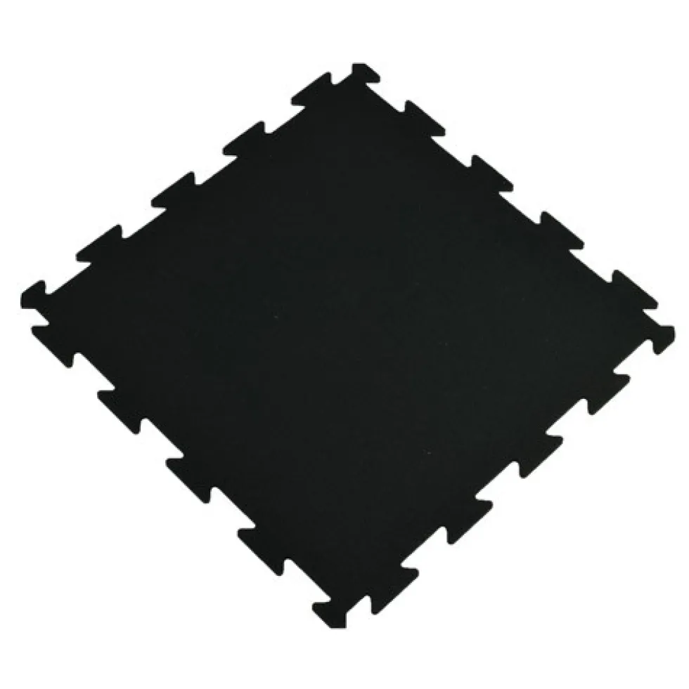 Rubber Tile Interlocks with Borders Black 1/4 Inch x 25x25 Inches Pacific