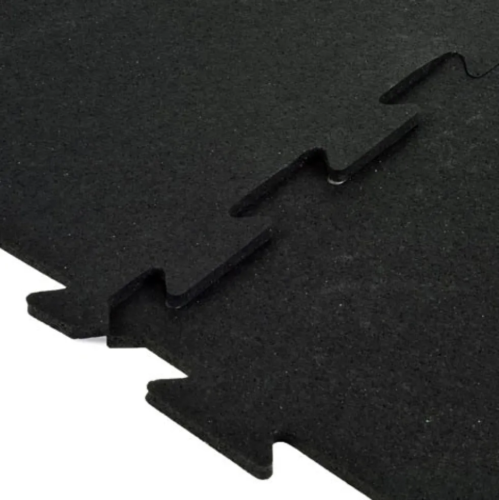 Rubber Tile Interlocks with Borders Black 1/4 Inch x 25x25 Inches Pacific