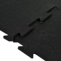 Rubber Tile Interlocks with Borders Black 8mm x 25x25 Inches Pacific