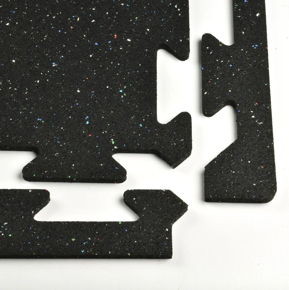 Rubber Tile Interlocks with Borders Regrind 1/4 Inch x 25x25 Inches Pacific