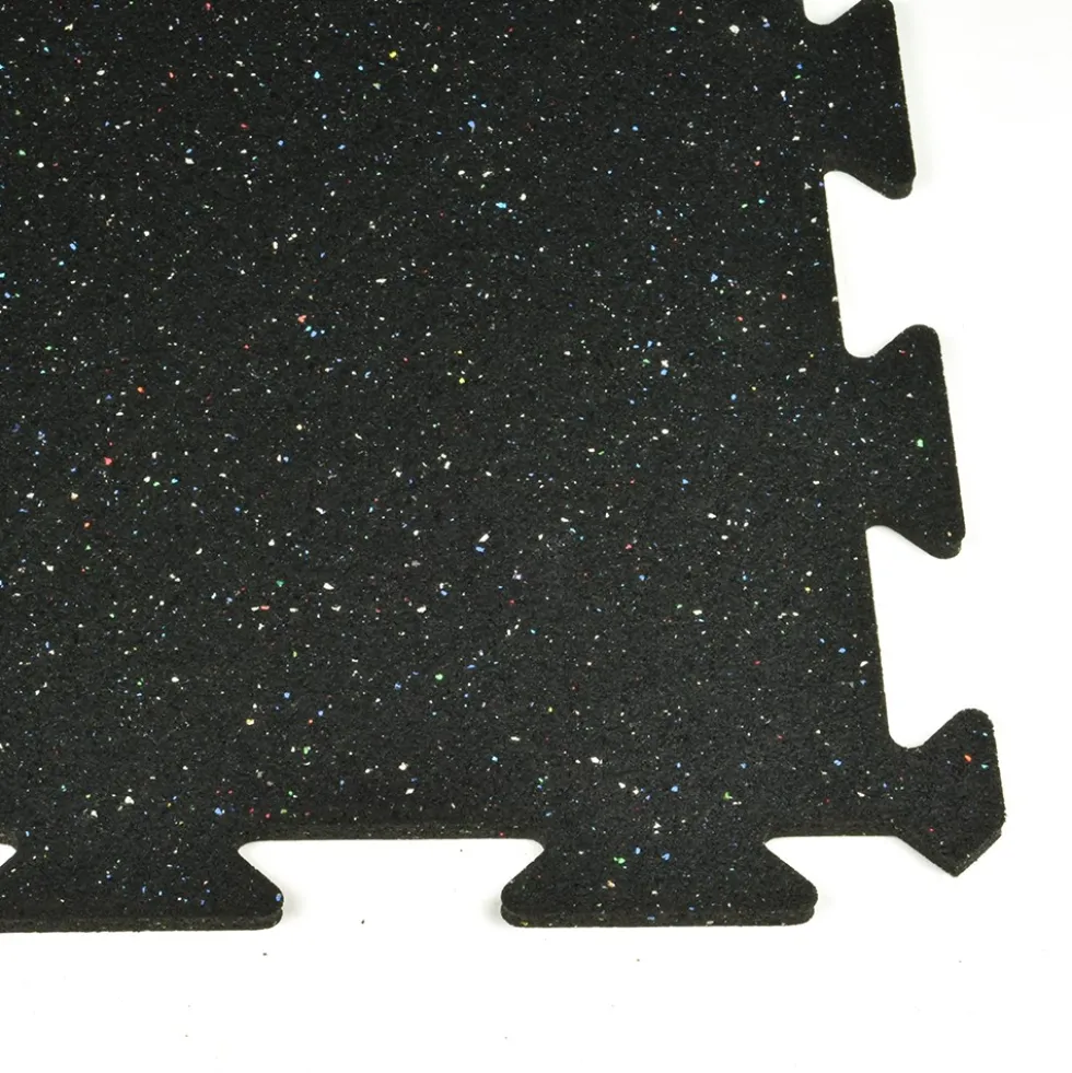 Rubber Tile Interlocks with Borders Regrind 1/4 Inch x 25x25 Inches Pacific