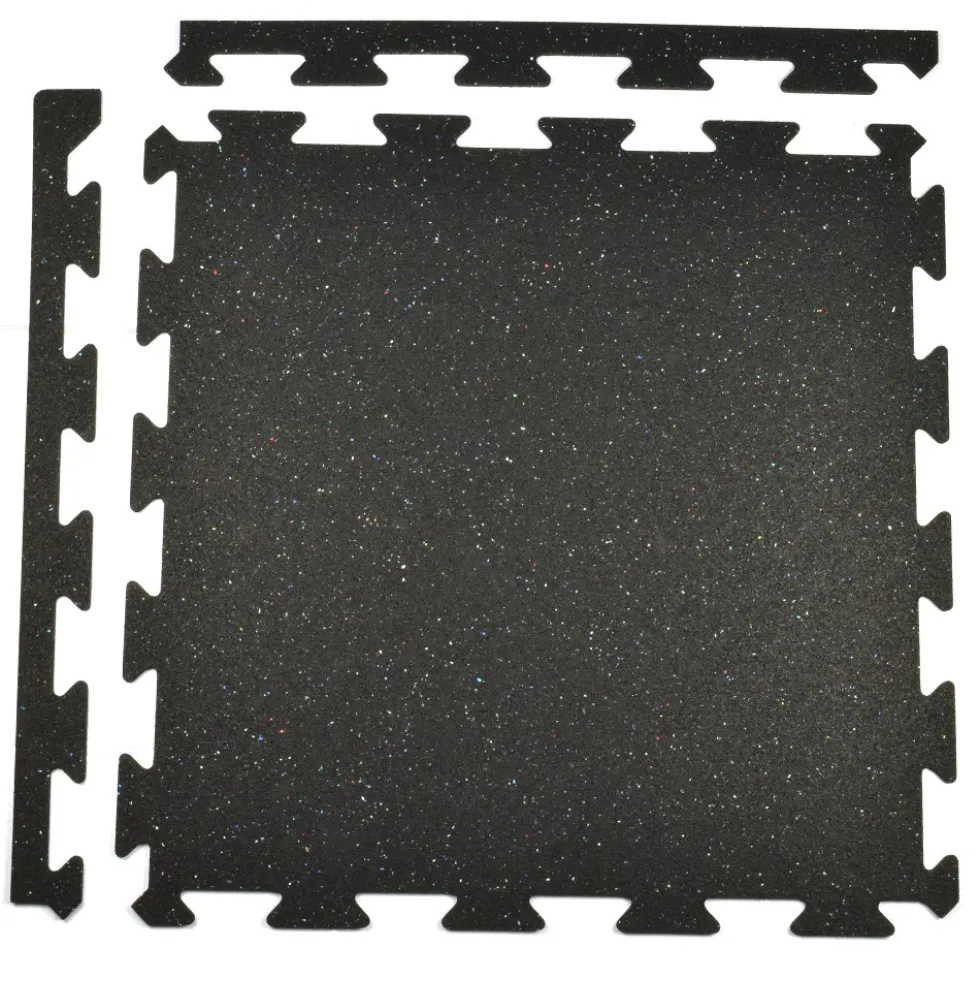 Rubber Tile Interlocks with Borders Regrind 1/4 Inch x 25x25 Inches Pacific