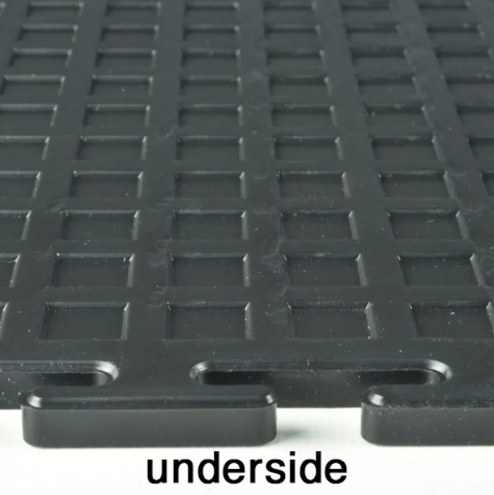 Smooth Top PVC Interlocking Black Ever 1/4 Inch x 19.625x19.625 Inches Tile