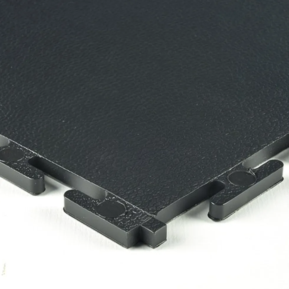 Smooth Top PVC Interlocking Black Ever 1/4 Inch x 19.625x19.625 Inches Tile