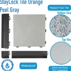 StayLock Tile Orange Peel Gray 9/16 Inch x 1x1 Ft.