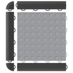 TechFloor Solid Garage Tile with Raised Squares Carton of 10