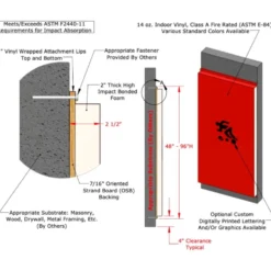 Wall Pad 2x6 ft 2 Inch ASTM Foam WB Lip TB