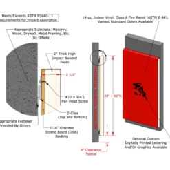 Wall Pad 2x6 ft 2 Inch ASTM Foam WB Z Clip