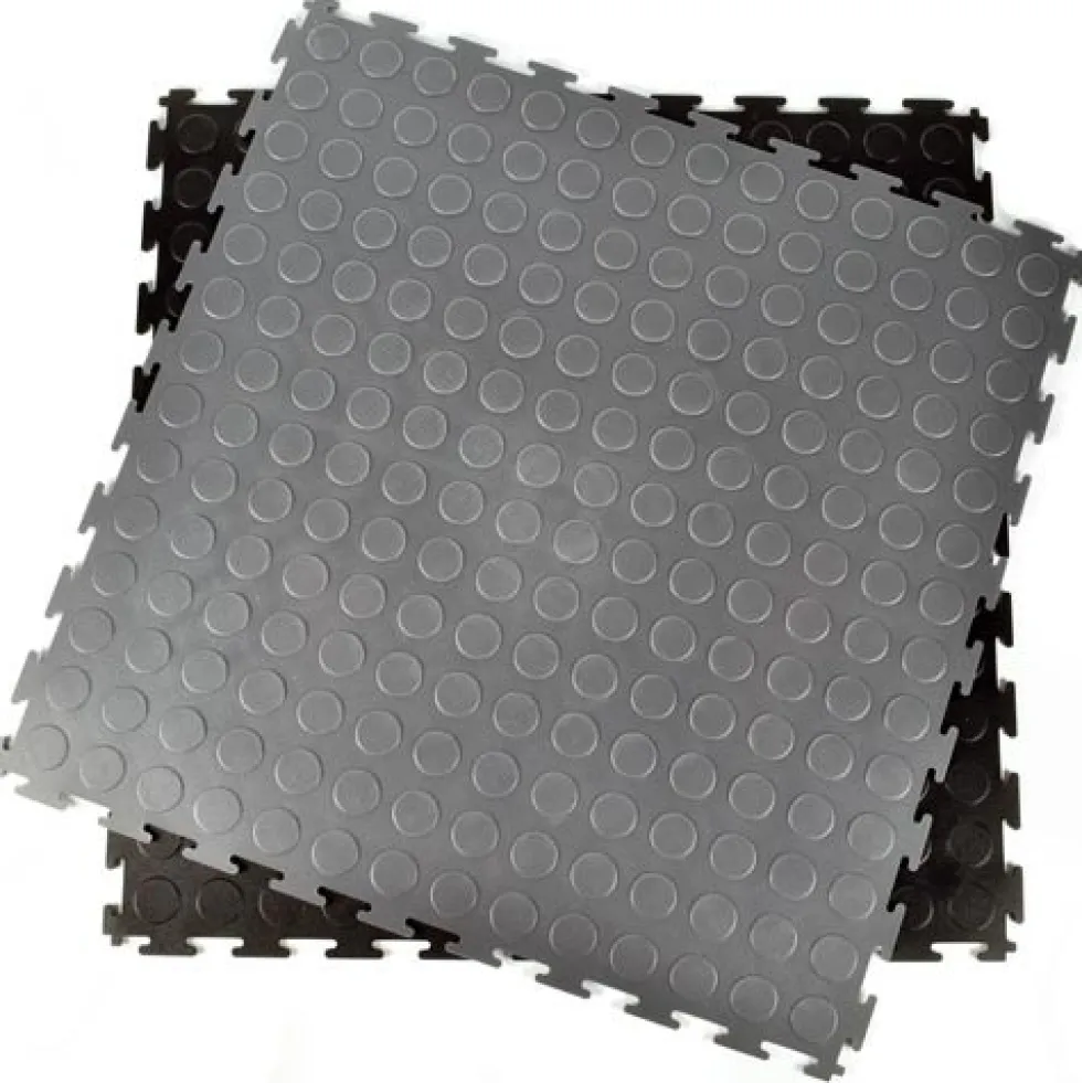 Warehouse Floor Coin PVC Tile Black 1/4 Inch x 19.625x19.625 Inches
