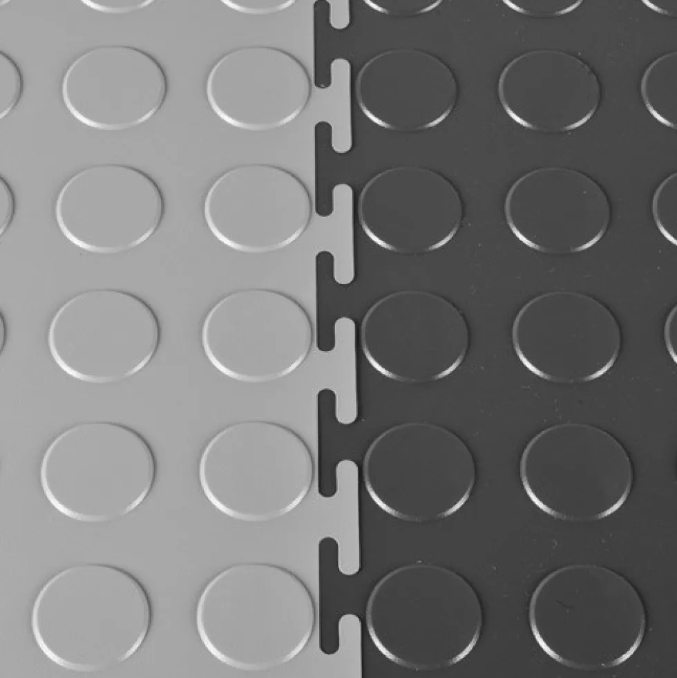 Warehouse Floor Coin PVC Tile Black 1/4 Inch x 19.625x19.625 Inches