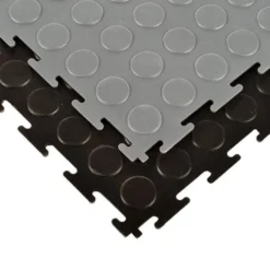 Warehouse Floor Coin PVC Tile Black 1/4 Inch x 19.625x19.625 Inches