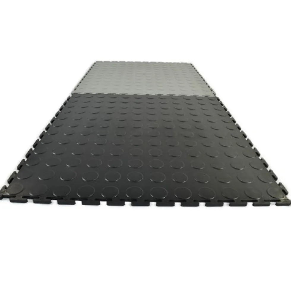 Warehouse Floor Coin PVC Tile Black 1/4 Inch x 19.625x19.625 Inches
